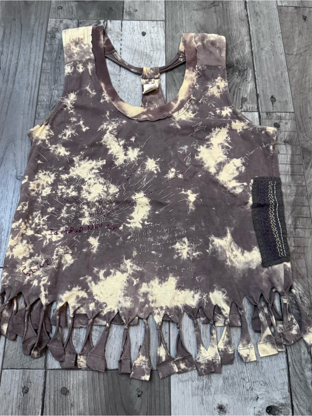 Free People Crafted Fringe Vintage Cut Off Heritage Tee Tank Top Small Tie Dye